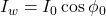 Rendered by QuickLaTeX.com I_w=I_0\cos{\phi_0}