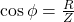 \cos \phi = \frac{R}{Z}