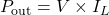 Rendered by QuickLaTeX.com P_{\text{out}} = V \times I_L