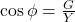 \cos \phi = \frac{G}{Y}