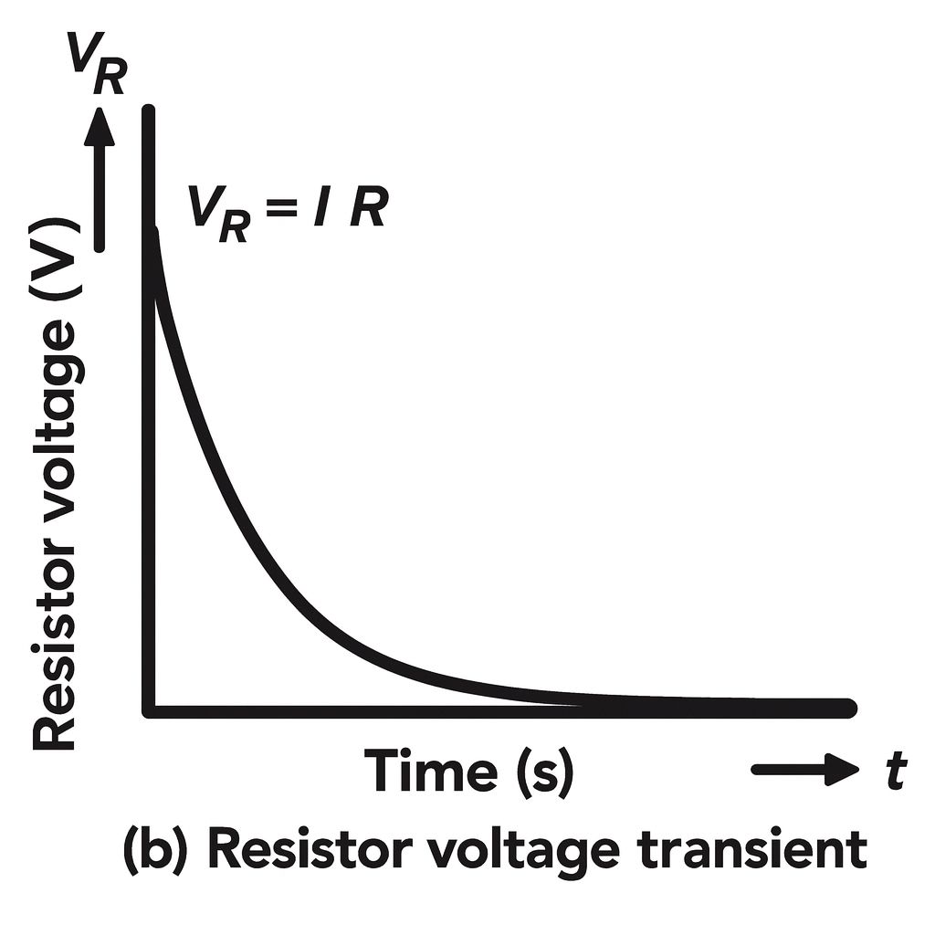decay curve  of resistor voltage transient